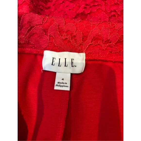 Elle 4 bright red pull on lace layered pencil skirt - Picture 5 of 6